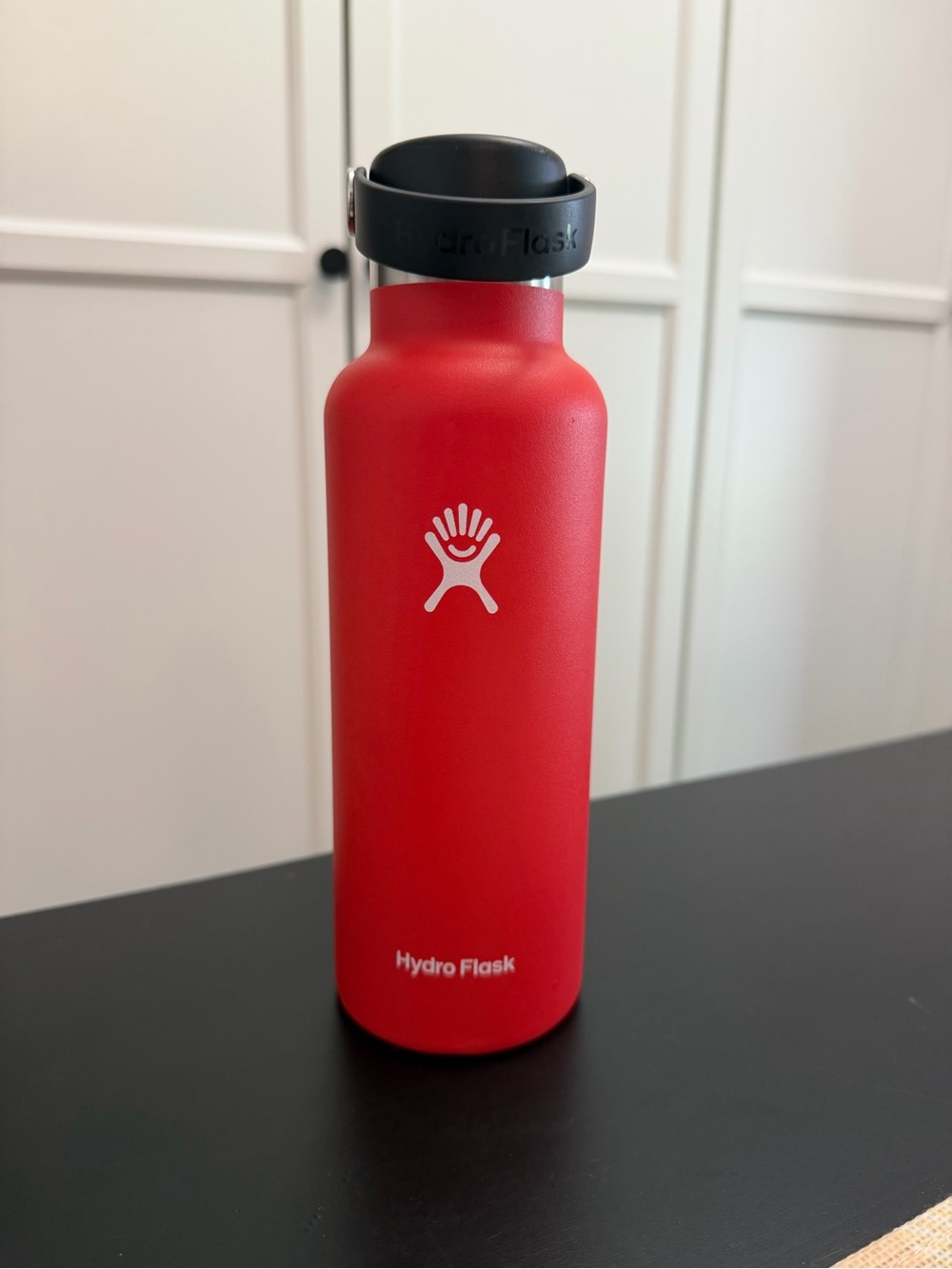 Hydro Flask Red Bottle with Black Flex Cap
